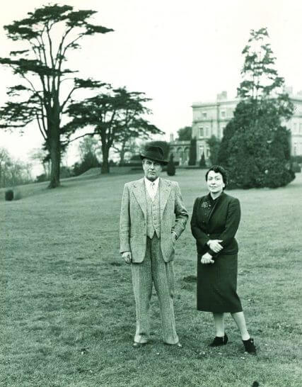 Black and white image of Philip & Florence Shephard outside Hedsor house